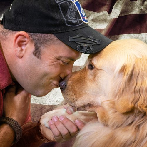 US Army Veteran Reid & Golden PAWS dog Melton