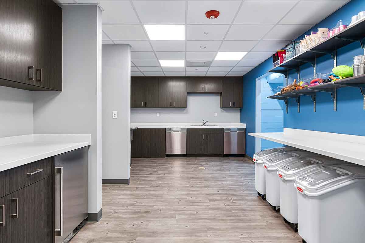 Dedicated dog kitchen at the Ken and Susan Meyer Campus, home to Golden PAWS Assistance Dogs