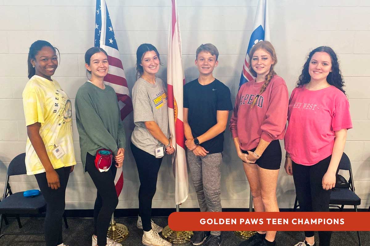 Group of Golden PAWS Teen Champions, a community service program