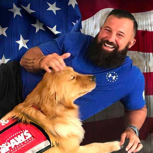 US Air Force Veteran Kenny with Knight Golden PAWS Assistance Dog