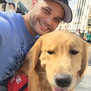 USMC Veteran Edwin with Biscuit Golden PAWS Service Dog